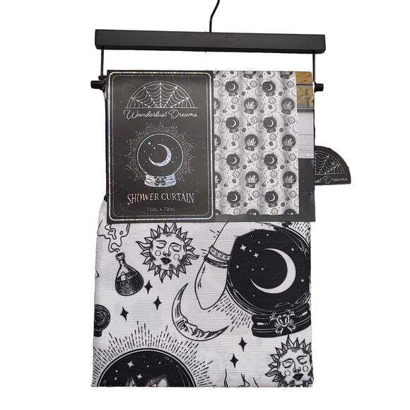 Wanderlust Dreams Celestial Sun Moon Crystal Ball Shower Curtain - Picture 2 of 3